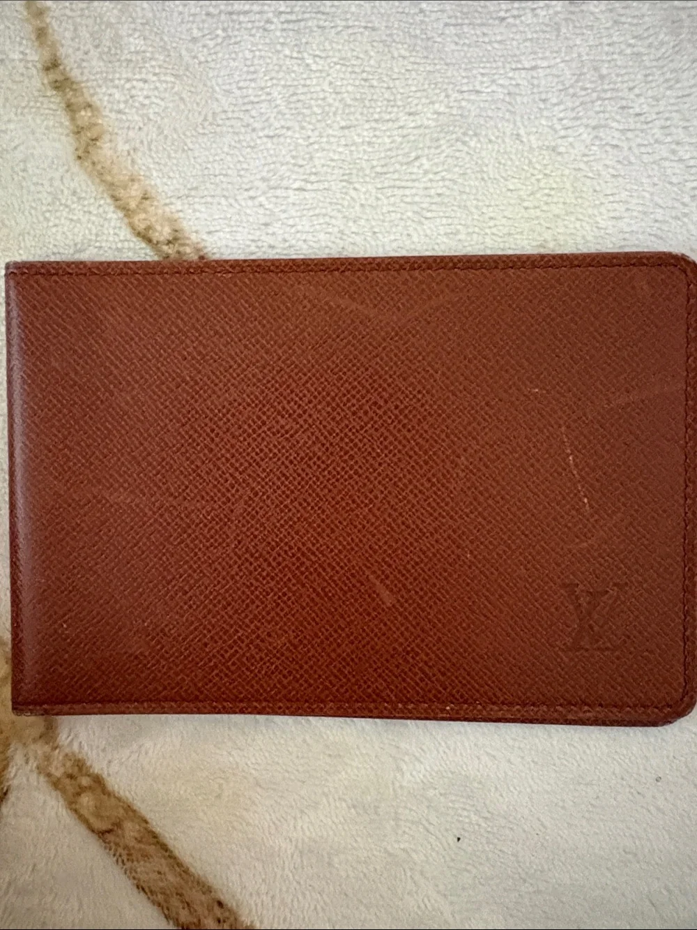 Louis Vuitton Vintage Brown Taiga Leather Bifold Card Holder / Wallet